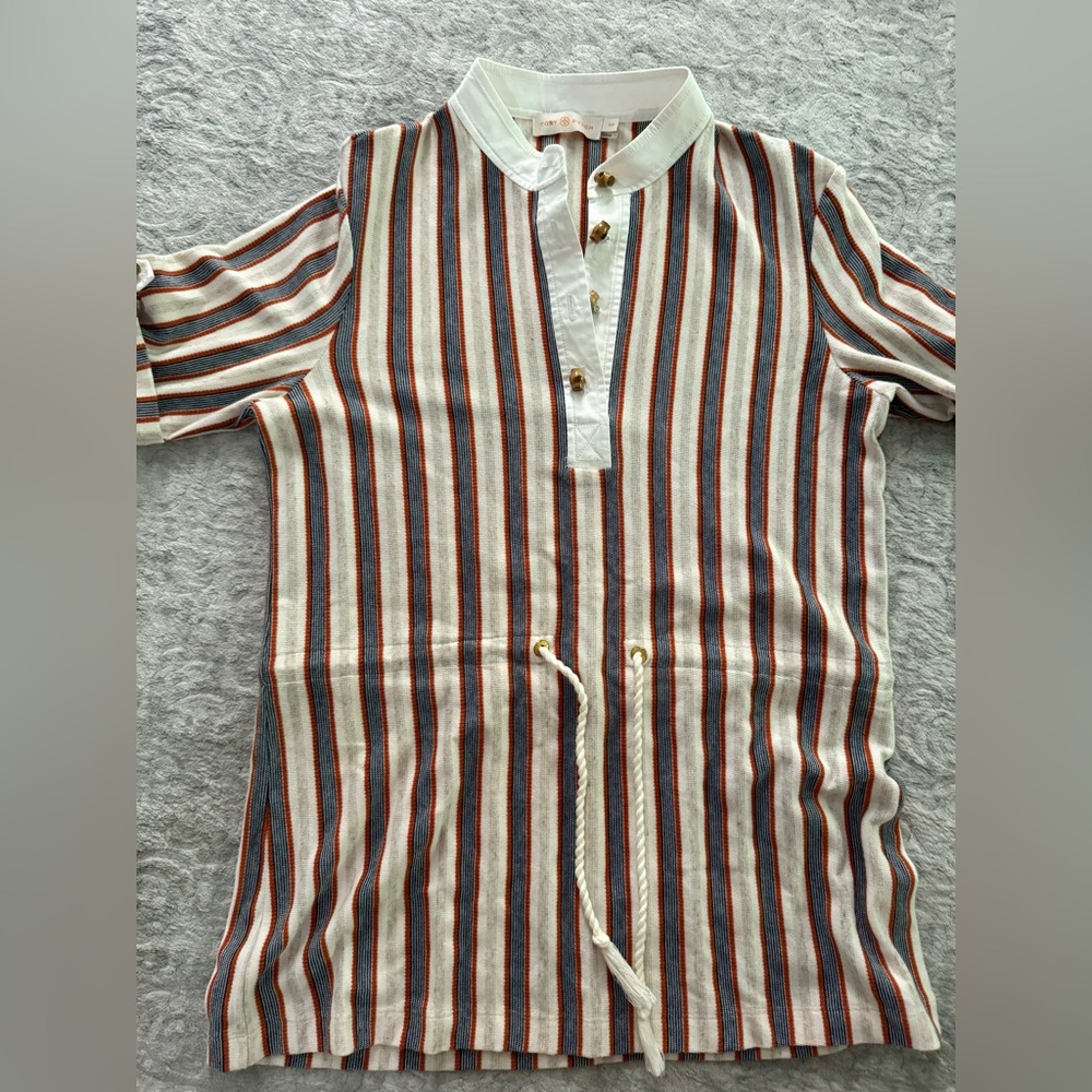 Tory Burch Striped Shirt with Button Detail